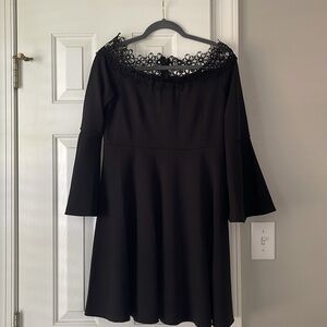 Elegant Black Lace Trim Dress